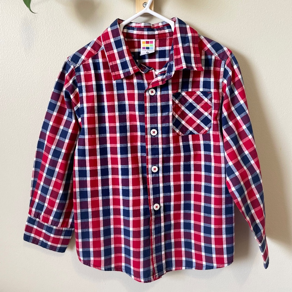 Lot of 2 boys plaid button down shirts